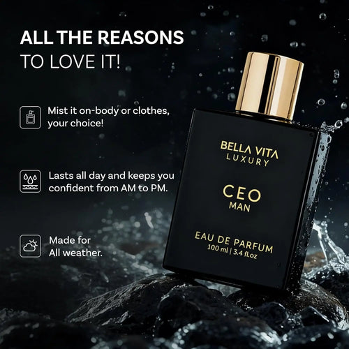 BellaVita Honey Oud EDP - 3.4oz/100ml Intense All-Day Wear Warm Amber & Sweet Vanilla Perfume - Long-Lasting Gift for Her